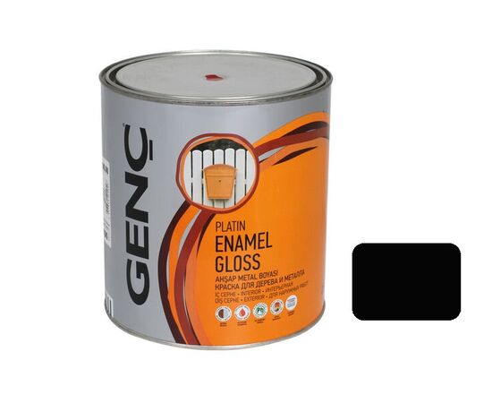 Paint for wood and metal Genc Synthetic glossy paint Silver 9103 black 750 ml