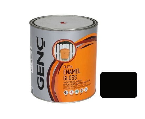 Paint for wood and metal Genc Synthetic glossy paint Silver 9103 black matt 750 ml