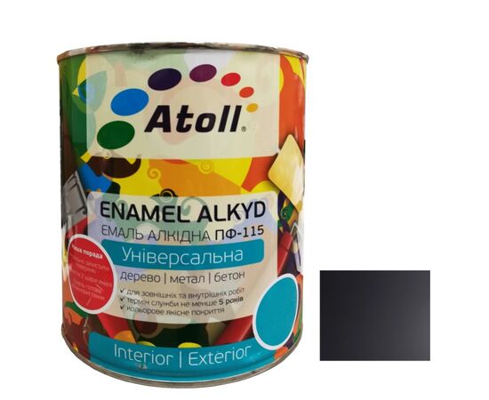 Enamel alkyd Universal ATOLL ПФ-115 black matt 2,6 Kg