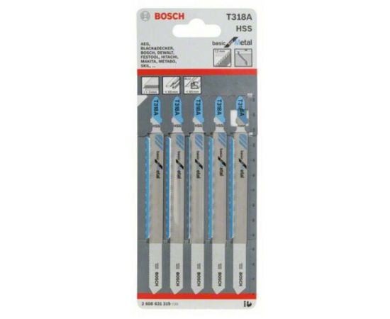 Пилки лобзиковые Bosch T318А Basic HSS для металла 5 шт