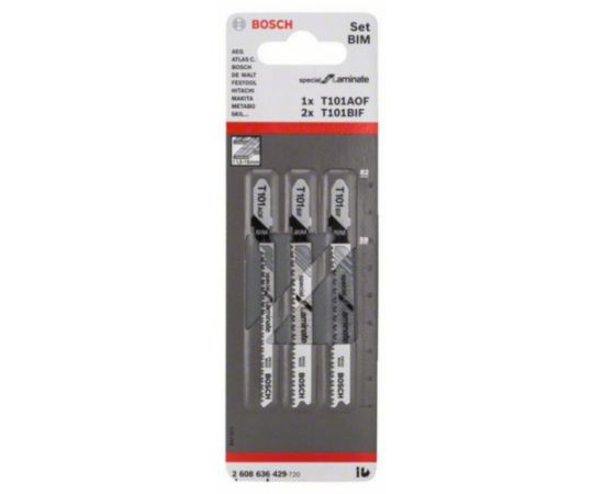 Jigsaw blades Bosch T101 BIF+T101 AOF for laminate 3 pcs