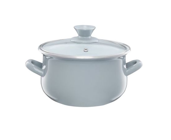 Enamel pot with lid Dajar Pyza 35059 20cm gray