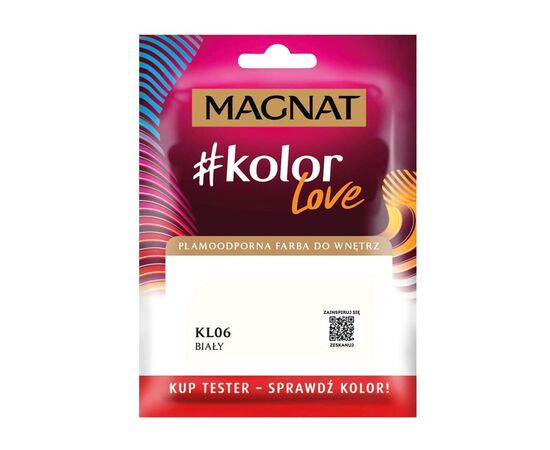 Interior paint test Magnat Kolor Love 25 ml KL06 white