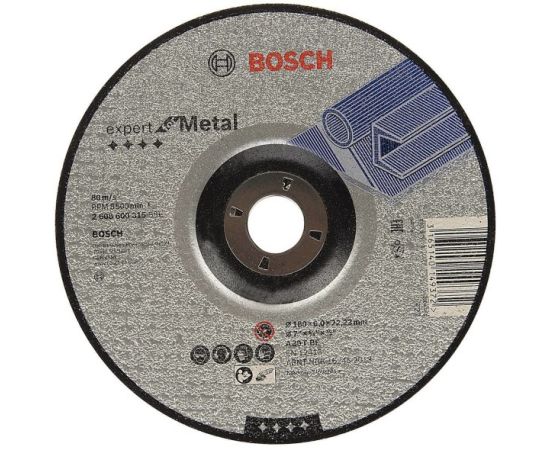 Шлифовальный диск выпуклый по металлу Bosch Expert for Metal 180x6x22.23 мм