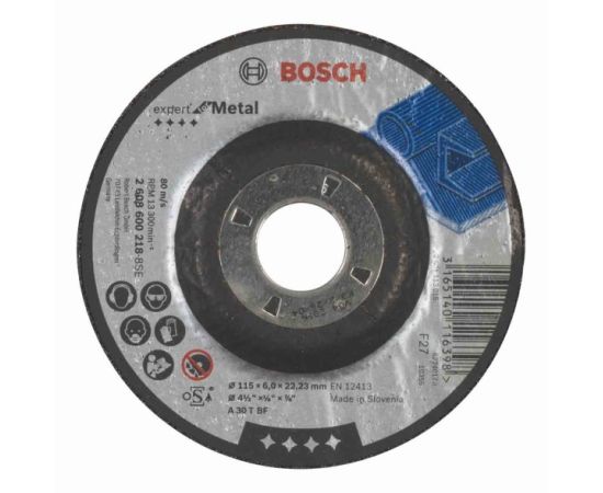 Grinding disc convex for metal Bosch Expert for Metal 115x6x22.23 mm