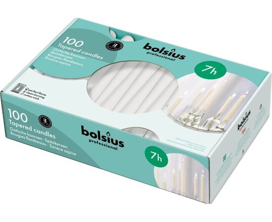 Bolsius cone candle 100pcs white 240/23 mm