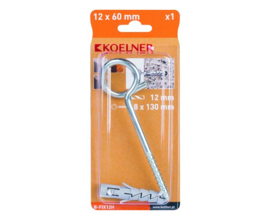 Дюбель распорный с замкнутым крюком тип Koelner О B-FIX12H 8x130mm блист