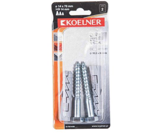 Dowel Koelner 2 pcs B-FIX14/80 10x80mm blister