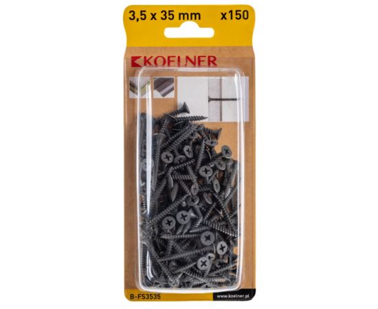 Screw Koelner 3.5 35 mm on steel Koelner 150 pieces B-FS3535 shiny