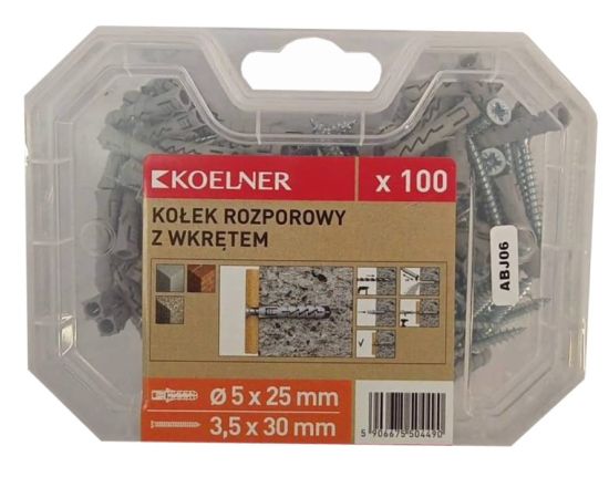 დიუბელი განმბჯენი Koelner 3,5x30 mm 100 pcs K-SLM3-FIX-05+