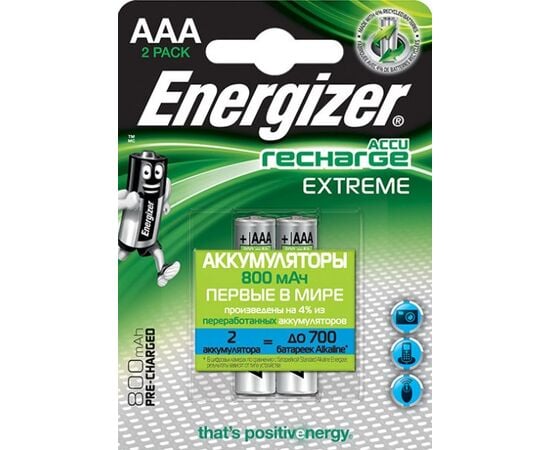 აკუმულატორი Energizer Extreme AAA 800 mAh NiMH 2 ც