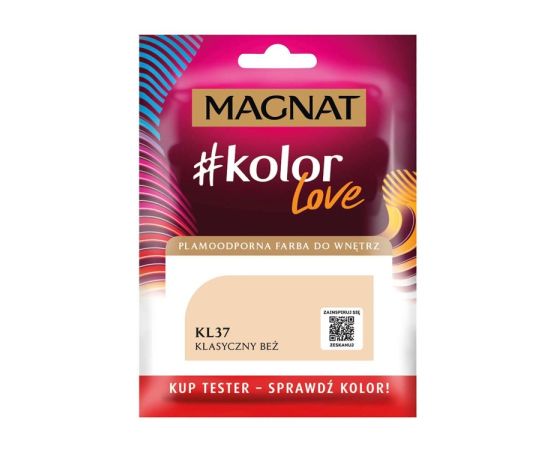 Interior paint test Magnat Kolor Love 25 ml KL37 classic beige