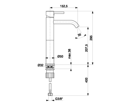 Washbasin faucet KFA Neda black with Click-Clack siphon