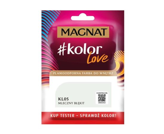 Interior paint test Magnat Kolor Love 25 ml KL05 milky blue