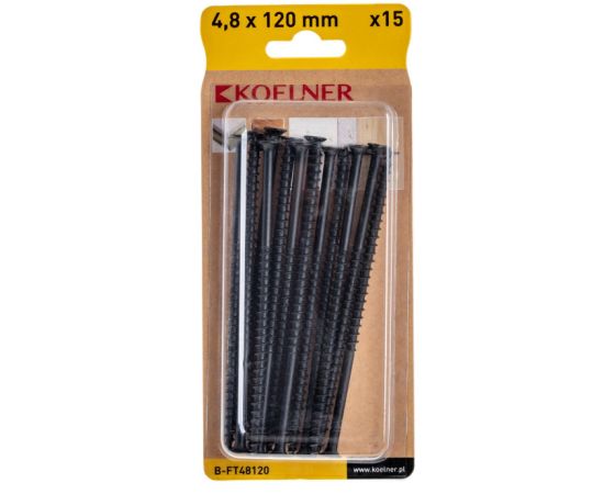 სჭვალი თაბაშირ-მუყაო 4,8x120 მმ ხე Koelner 15 ც B-FT48120  ბლისტი