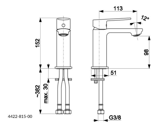 Washbasin faucet KFA Agat chrome with Click-Clack siphon