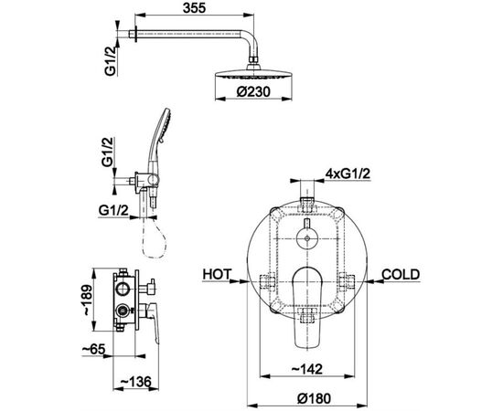 Shower system for concealed installation KFA Tanzanit chrome