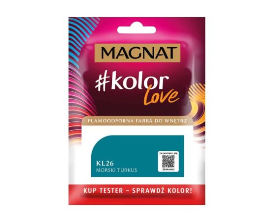 Interior paint test Magnat Kolor Love 25 ml KL26 sea turquoise