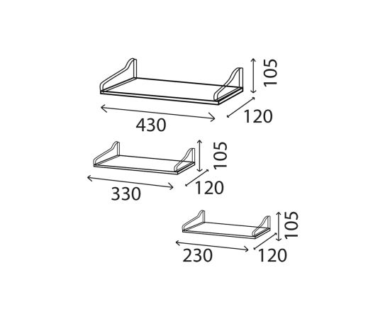 Shelves set Domax FBL 2 LOFT 430/330/230 3 pcs