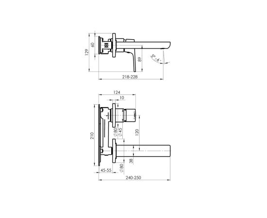 Concealed washbasin mixer Rubineta Modena-1F Chrome