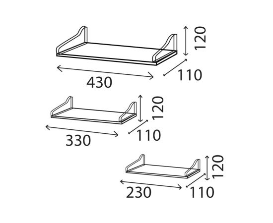 Комплект полок Domax FBL 3 Shelves set LOFT 430/330/230 мм