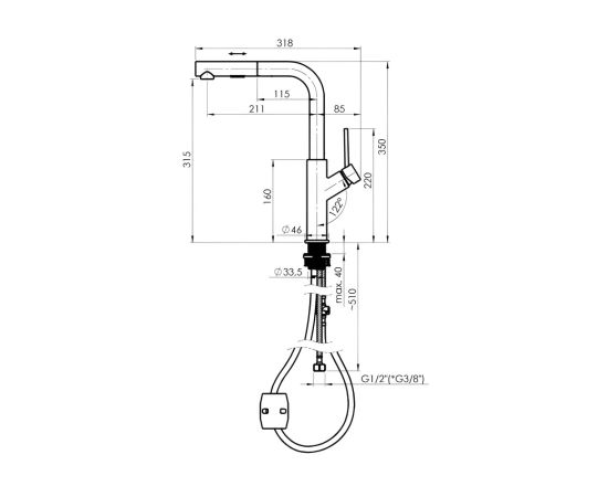 Kitchen faucet with pull-out spout Rubineta Bona-35 Black