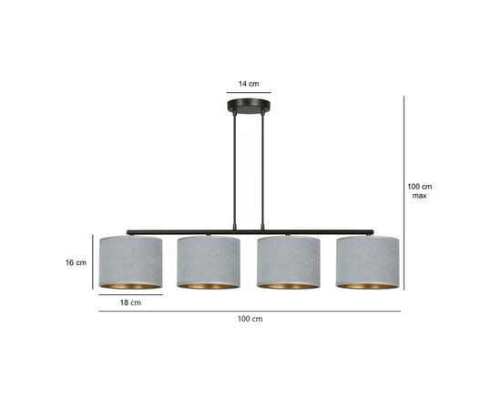 საკიდი EMIBIG Hilde 4 E27 4x MAX 60W ნაცრისფერი