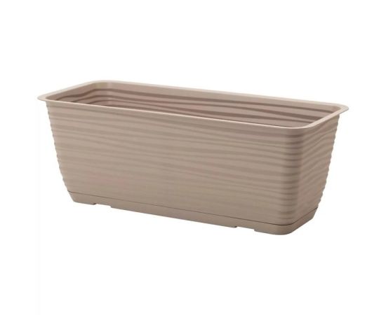 Flowerpot Form-Plastic Sahara box with saucer 40 taupe