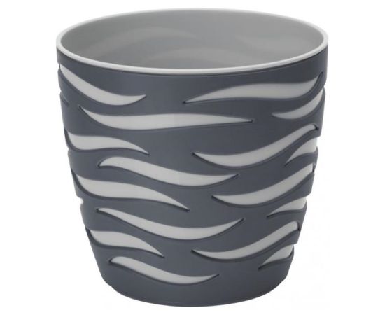 Plastic flower pot FORM PLASTIC Sahara Duo 4400-014+040W Ø14 anthracite + insert platinum