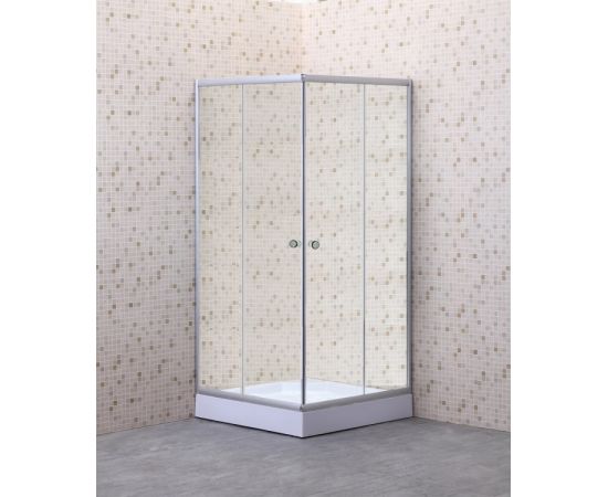 Shower cabin transparent glass, matt silver square profile SUNWAY 824S-90X90X195cm (4mm)