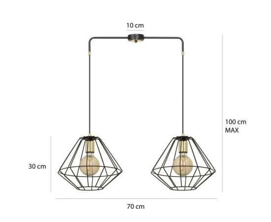 საკიდი EMIBIG Alteo 2 E27 2x MAX 60W შავი