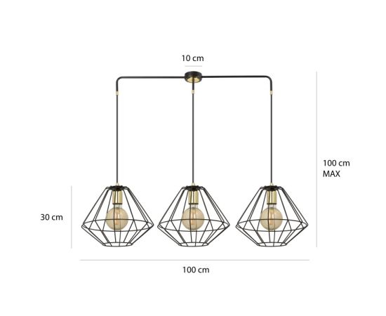 საკიდი EMIBIG Alteo 3 E27 3x MAX 60W შავი