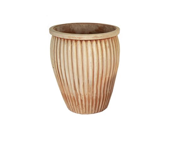 Керамический горшок Mega Collections Whitewash Pot Vert. Rib D45H54