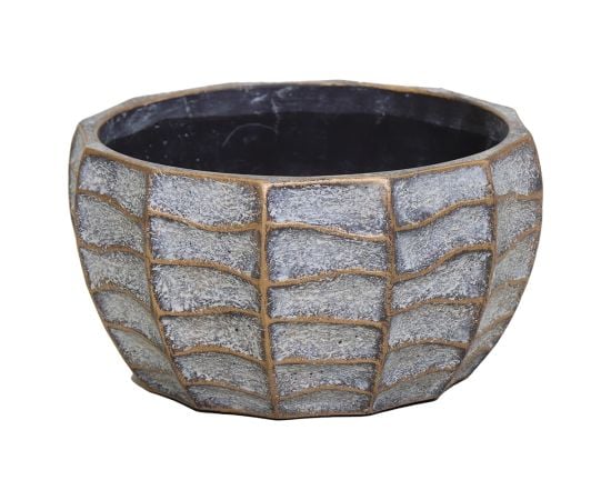 Ceramic pot Mega Collections Aurum Bowl Wave Bronze D22H11.5