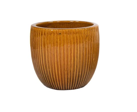 Pot ceramic Mega Collections Portly Egg Rib Honey 28x25cm 14l