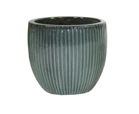 Pot ceramic Mega Collections Portly Egg Rib Moss Green 37x34cm 33l