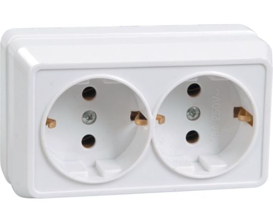 External power socket grounded IEK РС22-3-ОБ 2 sectional white