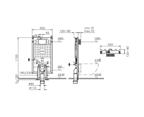 Installation for wall hung toilet VitrA 768-5800-01