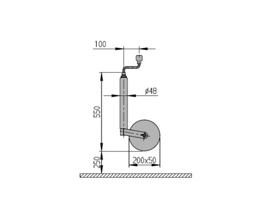 Support wheel Al-ko Plus with outer tube Ø 48 mm up to 150 kg