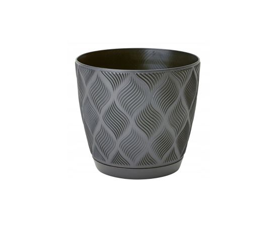 Flower pot FORM-PLASTIC flow petit eco recycled z podstawka 13 anthracite