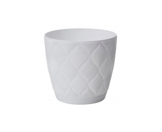 Flower pot FORM-PLASTIC flow petit eco recycled z podstawka 15 white