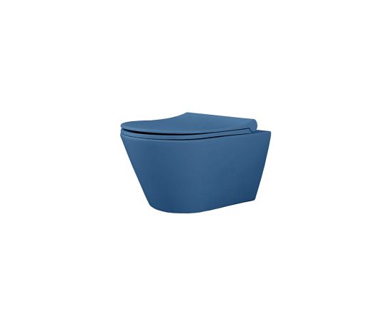 Wall hung toilet with lid Lucco Avva Rimless Patrol Blue Matt