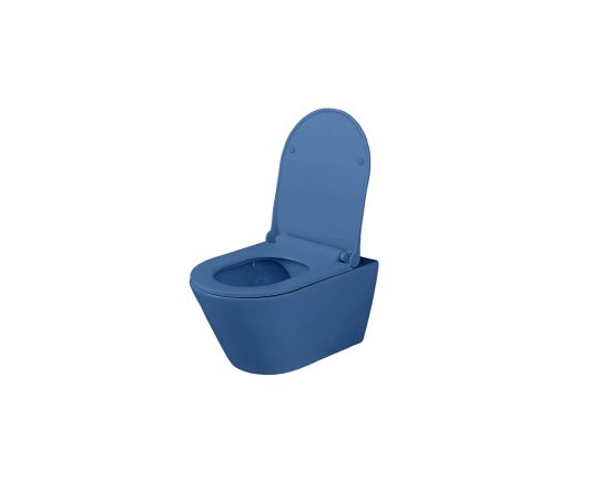 Wall hung toilet with lid Lucco Avva Rimless Patrol Blue Matt