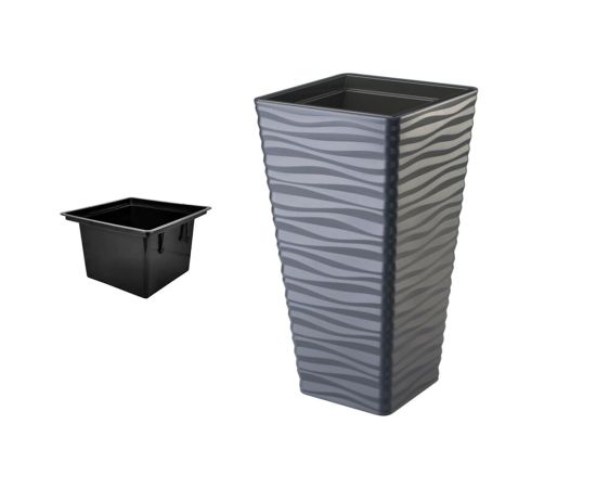 Flower pot FORM-PLASTIC sahara dunes slim kwadrat 40 anthracite