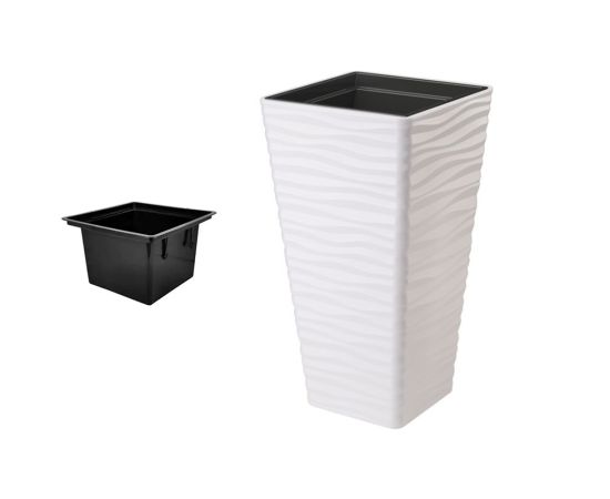 ქოთანი ყვავილის FORM-PLASTIC sahara dunes slim kwadrat 40 white