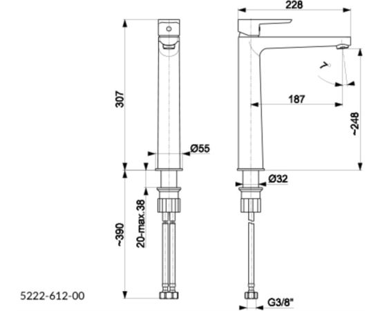 Washbasin faucet KFA Neon chrome with Click-Clack siphon