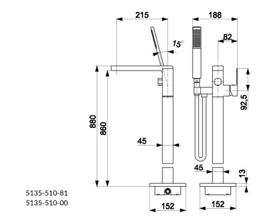 Bathroom floor faucet KFA Logon chrome