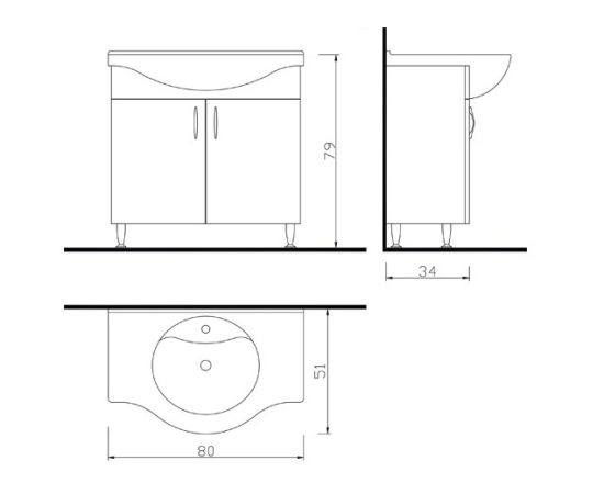 Floor cabinet with washbasin Denko Trend 80 white/anthracite gray