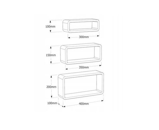 Shelf set white square Velano FOS 100 3 pieces