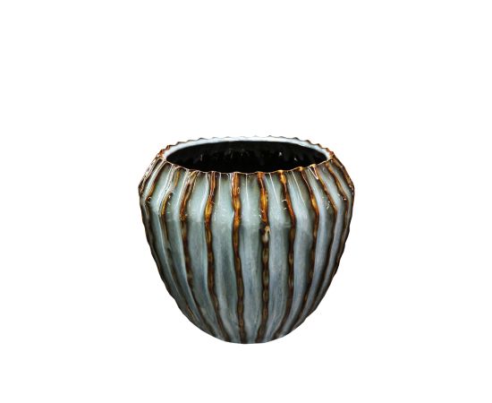 ქოთანი კერამიკული Mega Collections Ide Rib Cone Pot Ice D21H18